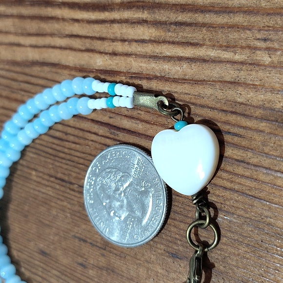 Ladies Double Strand Beaded Bracelet, Baby Blue Bracelet/Handmade Bracelet - Picture 4 of 7